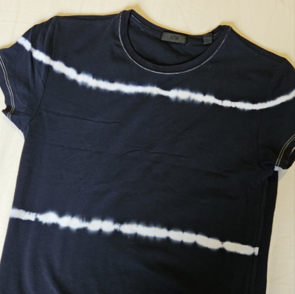 ATM Navy and White Tie-dye Dress